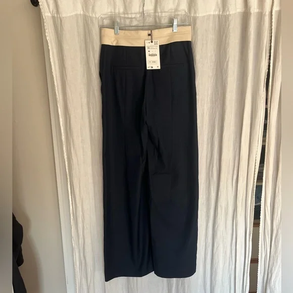 NWT Zara Contrast Waist Straight Leg Pants - Picture 3 of 7